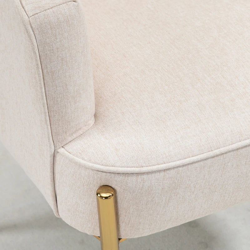Modern Cream Fabric Accent Chair with Metal Legs for Living Room, Bedroom or Home Office