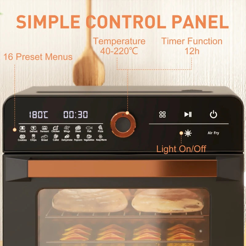 20L Air Fryer Oven - Multifunction Countertop Convection Oven with 16 Presets, Adjustable Temp & Time, 1400W Power