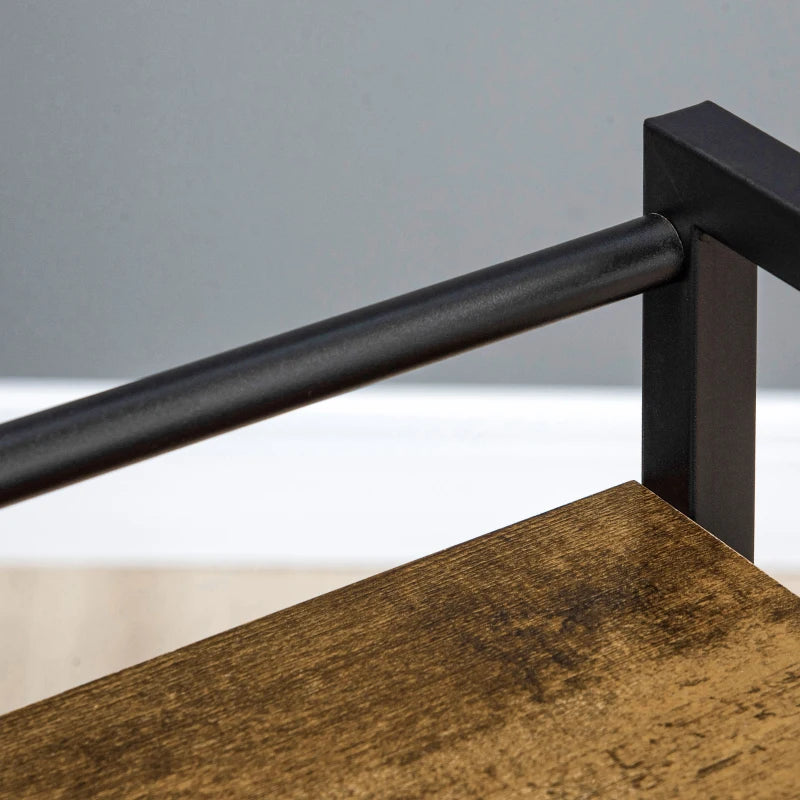 3-Tier Rolling Printer Stand with Adjustable Shelves & Lockable Wheels - Rustic Brown Utility Cart for Home Office