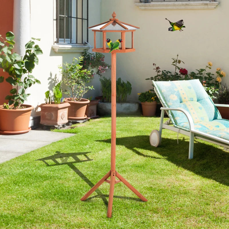 Wooden Bird Table Garden Feeding Station - 153cm Height, Durable Outdoor Bird Feeder for Wild Birds, Eco-Friendly Design