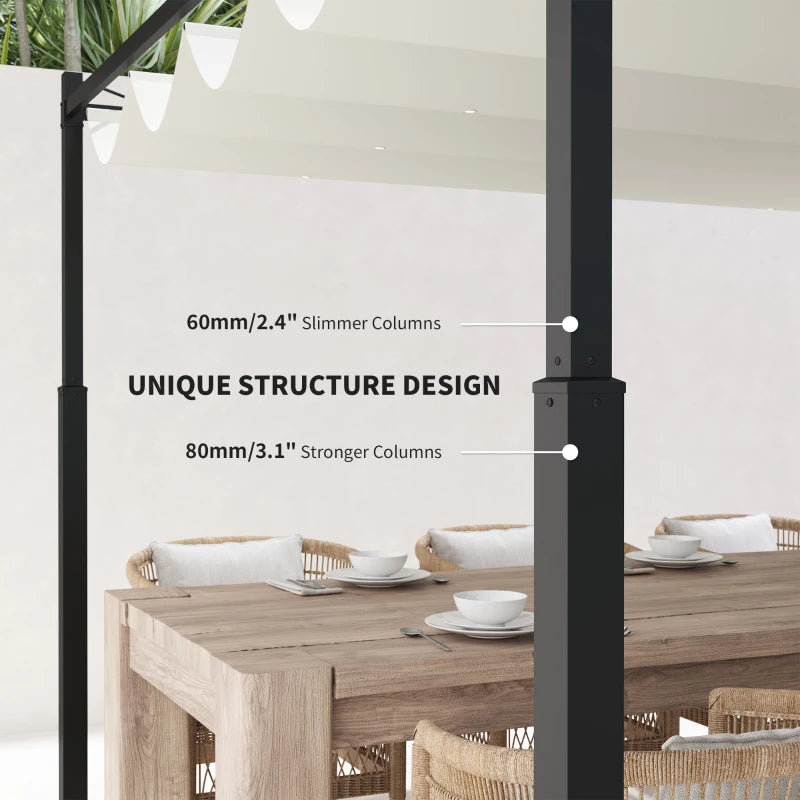 Cream White Retractable Roof Garden Pergola with Sun Shade Canopy