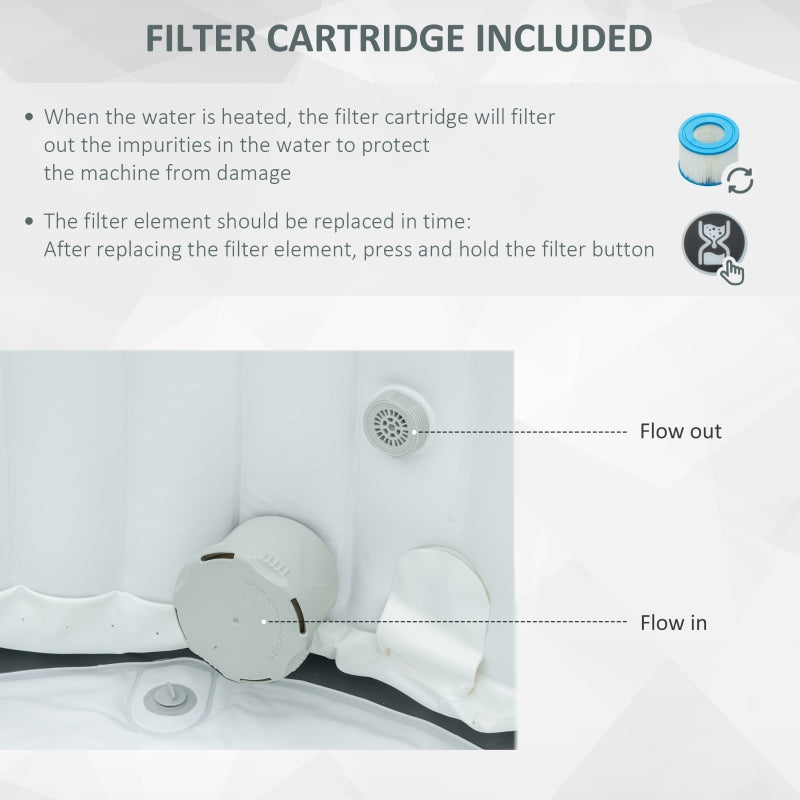 Square Inflatable Hot Tub - Light Grey