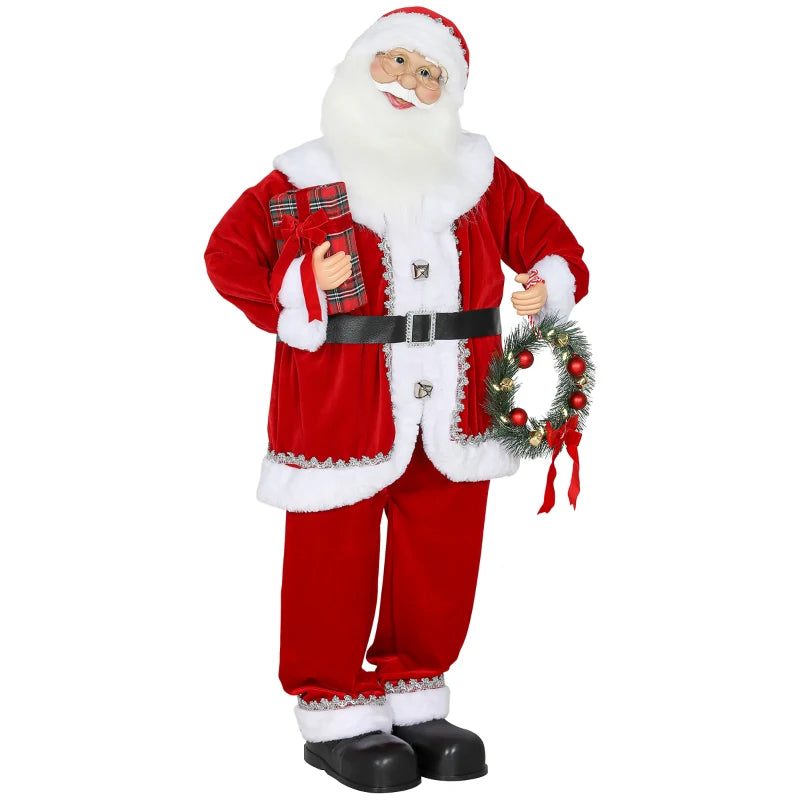Singing and Dancing Santa Claus with Gift and Wreath - Festive Holiday Decor for Christmas Cheer