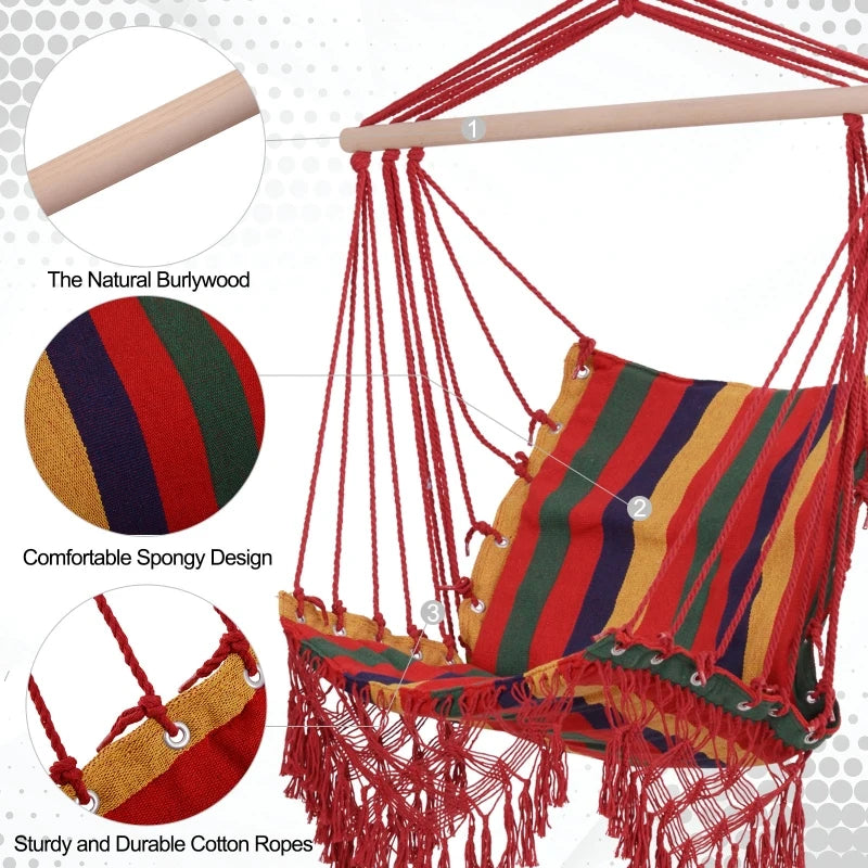 Striped Hammock Swing Chair - Indoor/Outdoor Hanging Seat
