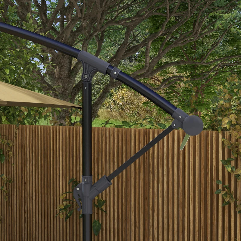 Brown 3m Square Cantilever Parasol with Cross Base