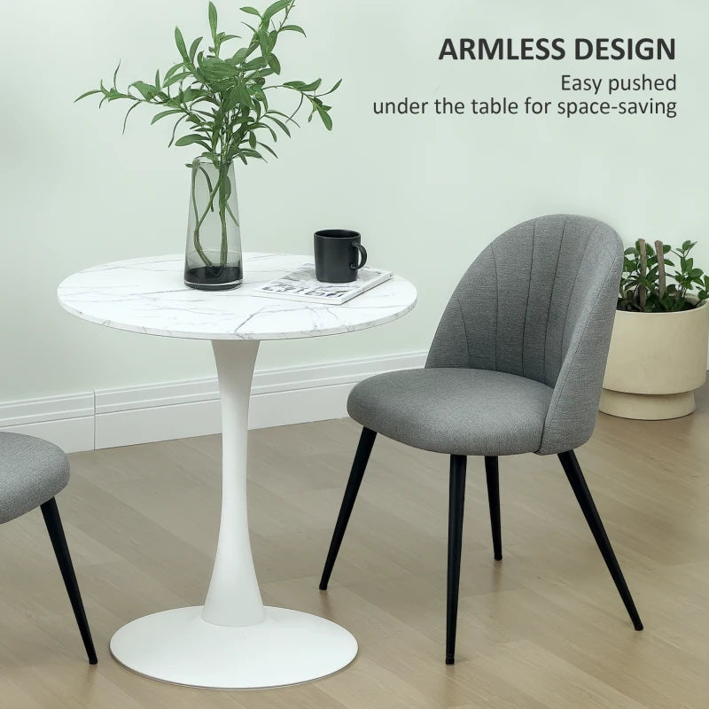 Modern Grey Dining Chairs Set of 2 - Upholstered Kitchen Chairs with Metal Legs, Shell Backrest & Padded Seat for Home