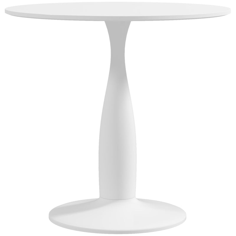 Modern Round Dining Table with Steel Base & Non-Slip Foot Pads - Space Saving Small Dining Room Table