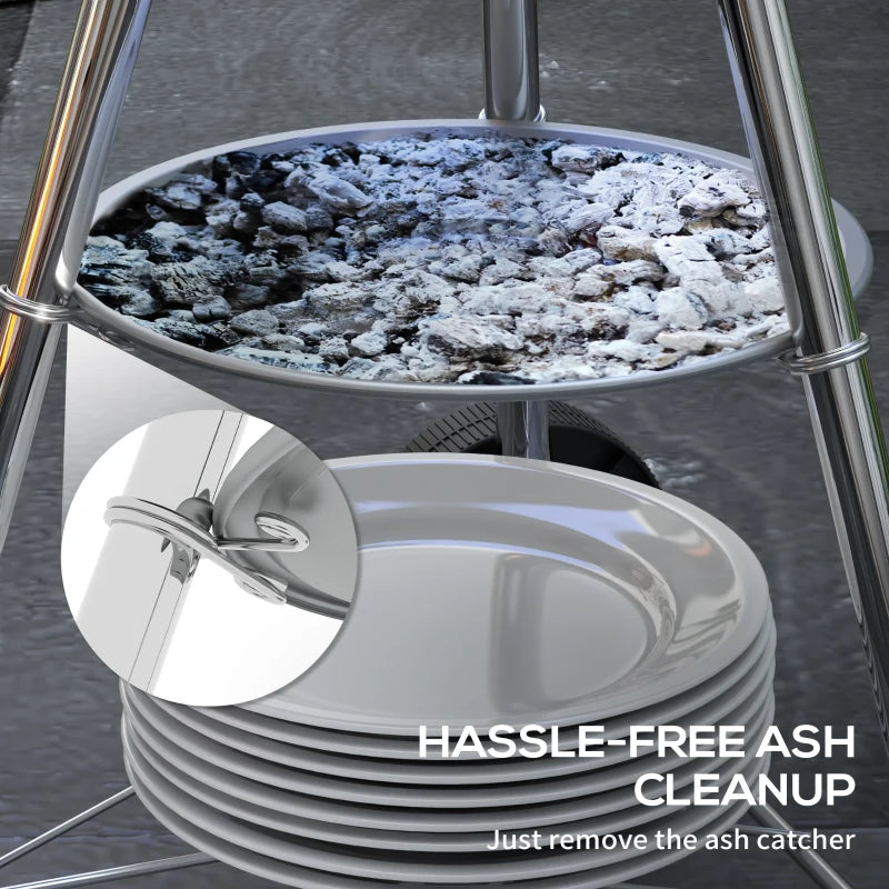 Black Portable Round Charcoal BBQ Smoker with Lid