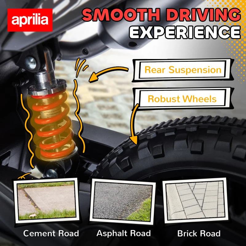 Licensed 12V Kids Motorbike with Training Wheels LED Headlight Music Red Black