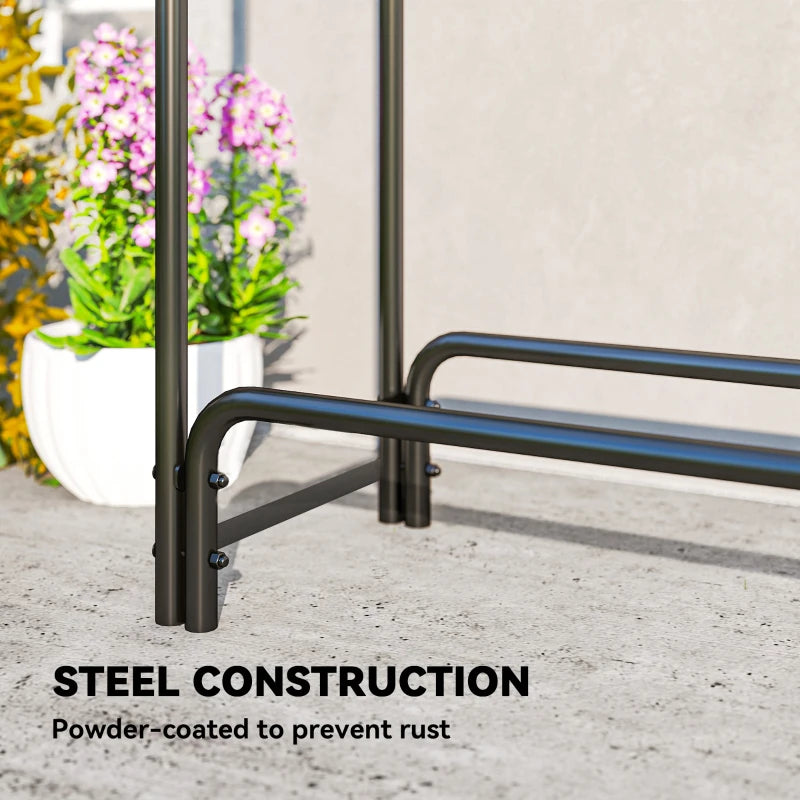 Heavy Duty Firewood Rack with Waterproof Cover - Indoor/Outdoor Log Storage Holder, 300x36x99 cm, Dark Green