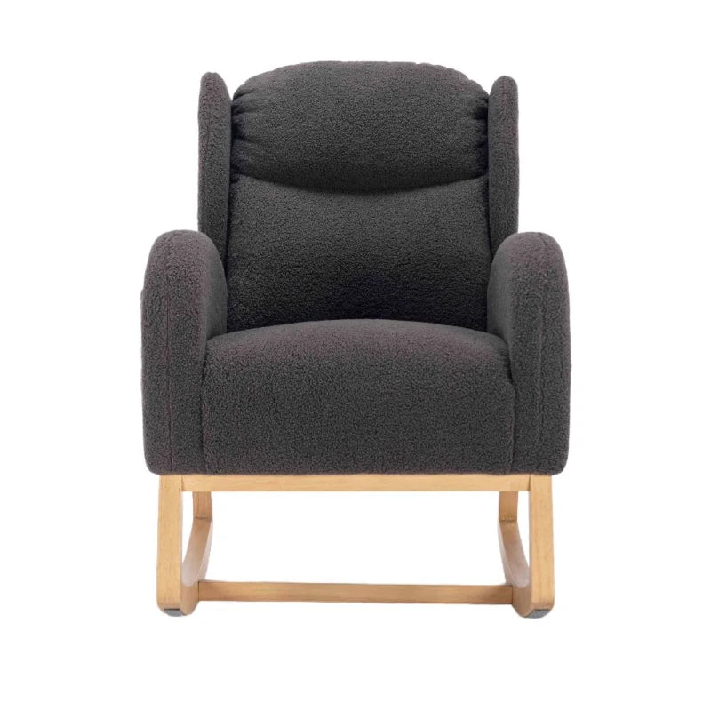 Stylish Grey Wingback Chair with Padded Seat for Living Room or Bedroom, 96.5x71x101 cm