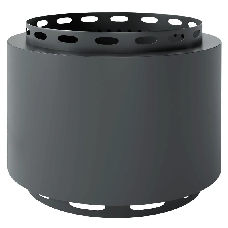 Portable Smokeless Fire Pit - 48.5cm Wood Burning Firepit with Poker for Garden, Camping & Bonfire Parties - Dark Grey Metal