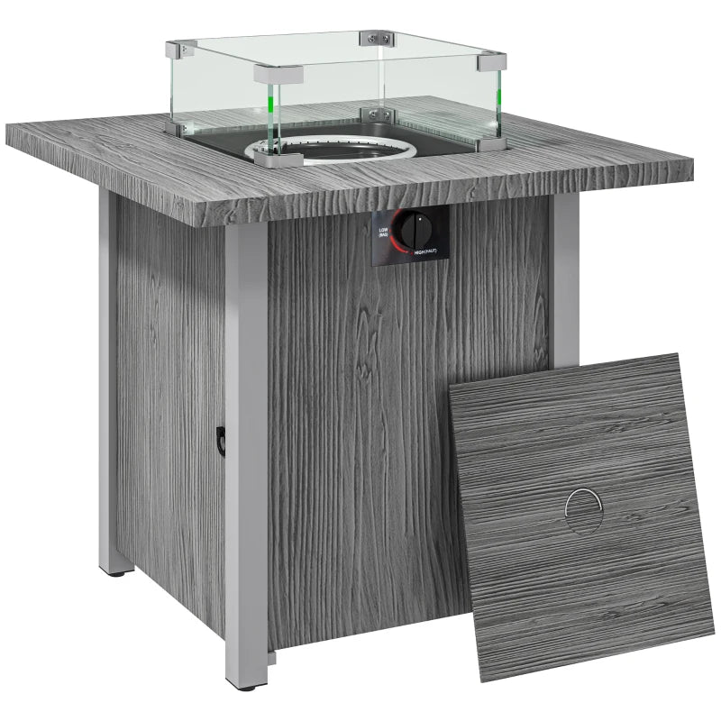 50,000 BTU Dark Grey Gas Fire Pit Table with Cover - Outdoor Heating Solution for Patios and Backyards