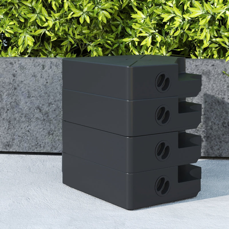 Heavy Duty Cantilever Parasol Base Weights - Set of 4, 64kg Sand or 55kg Water Filled, Black