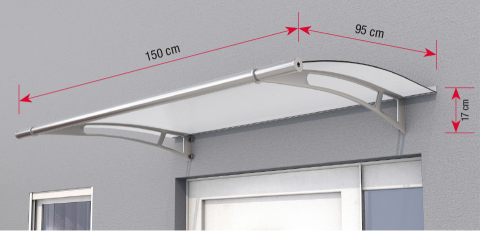 150cm Clear Shield Door Canopy – Stainless Steel Brackets, 4mm Acrylic Roof, Includes Fixings