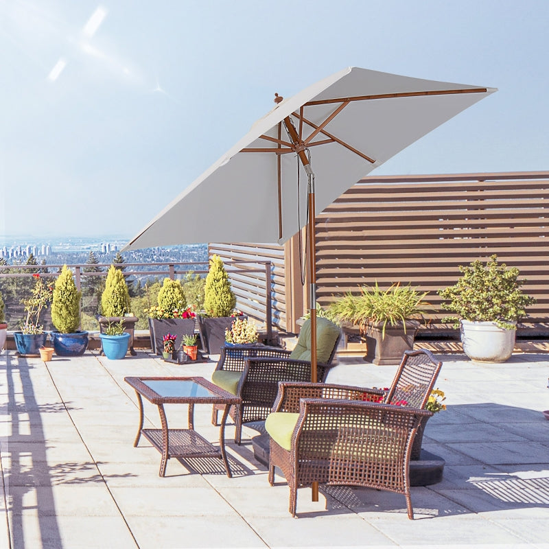 Cream White Tilting Garden Parasol Umbrella - 2m x 1.5m