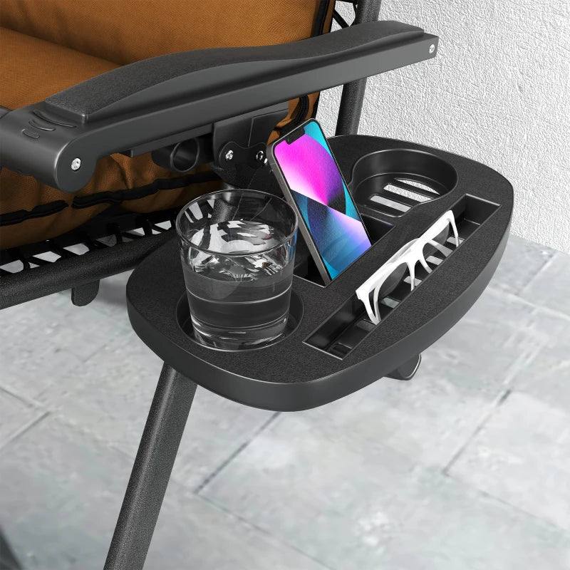 Set of Two Brown Reclining Sun Loungers with Cushions - Outdoor Patio Furniture