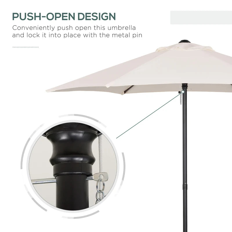 2m Cream White Outdoor Garden Parasol Umbrella with 6 Ribs