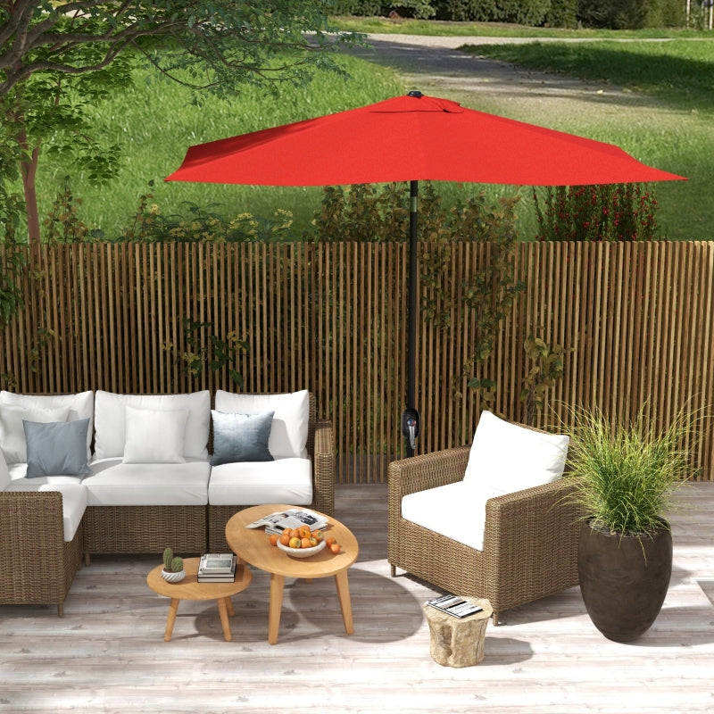 Rectangular Garden Parasol Umbrella 2 x 3m - Wine Red Outdoor Market Sun Shade with Crank & Push Button Tilt, Aluminium Pole, 6 Ribs