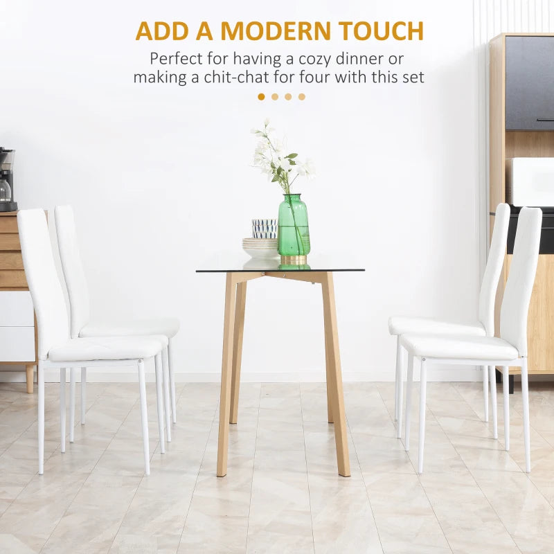 Set of 4 Modern White Faux Leather Dining Chairs - Stylish, Comfortable, Easy to Clean for Dining Room or Kitchen