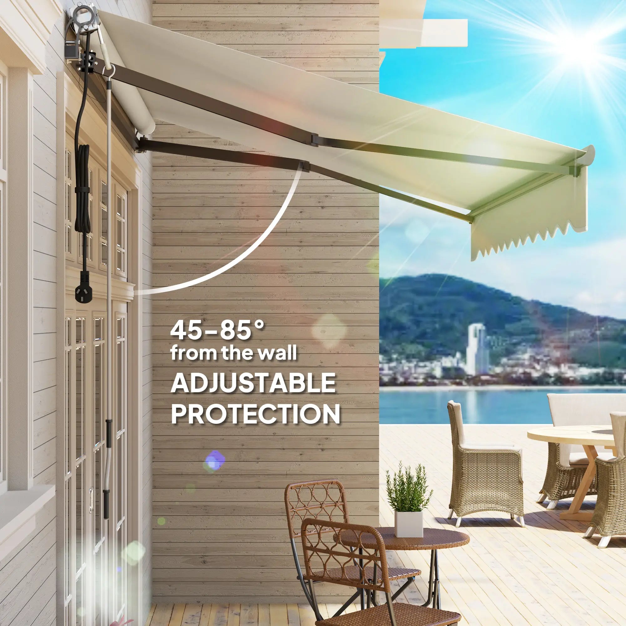 2.5m x 3m Electric/Manual Awning With Remote Controller - Beige