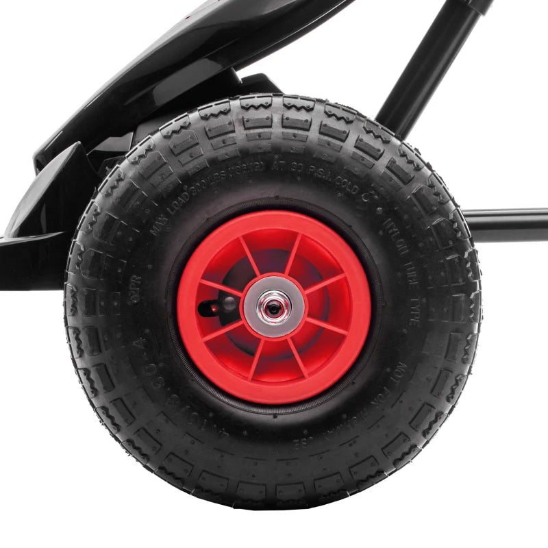 Kids Adjustable Seat Pedal Go Kart with Inflatable Tires for Outdoor Fun Red