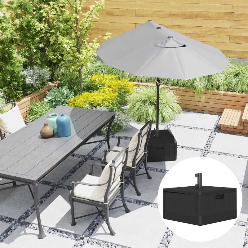 Black Garden Parasol Base Umbrella Stand with Wheels and Handles - 80kg Filled Weight for Deck or Poolside