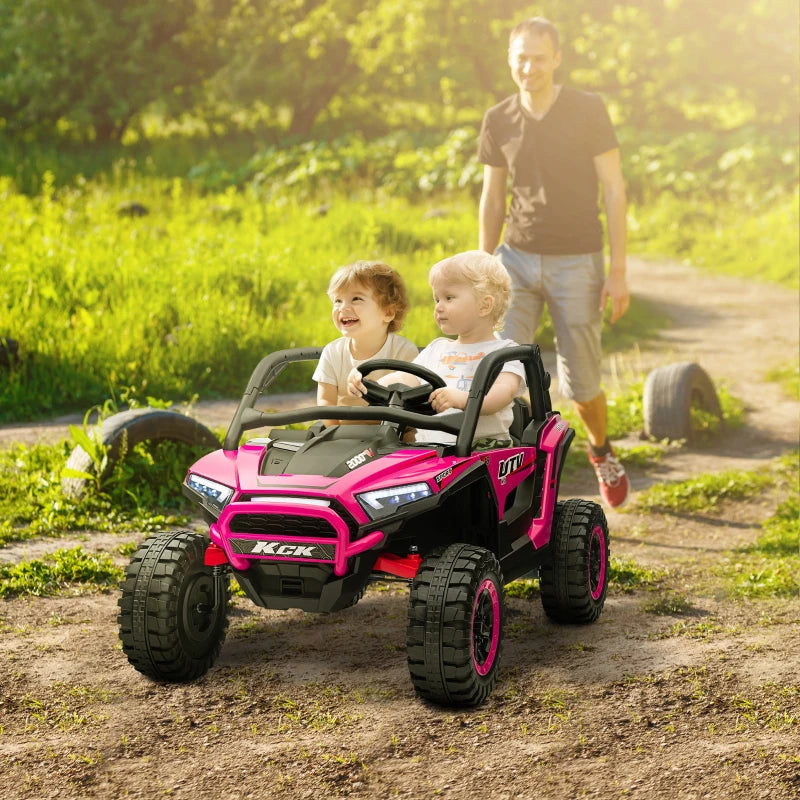 Pink 2 Seater Electric Ride On Truck with Remote Control 24V Battery Powered Car