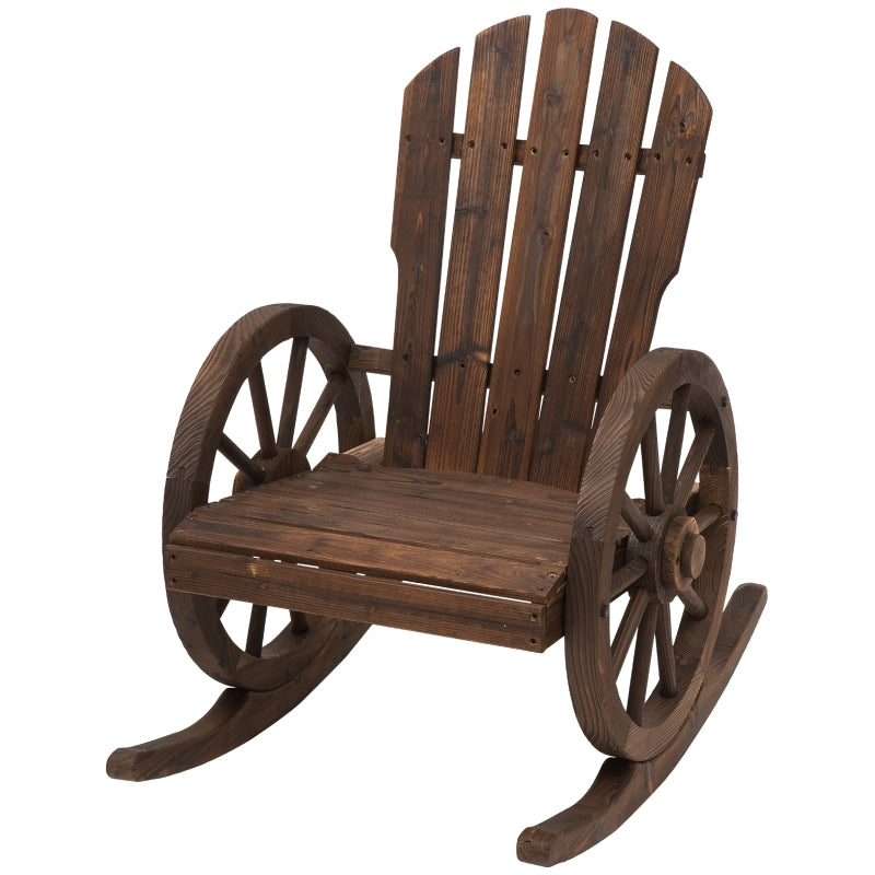 Carbonized Wood Adirondack Rocking Chair - Outdoor Patio Recliner