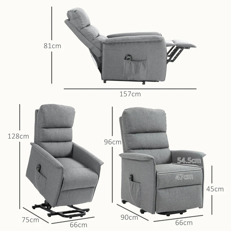 Electric Riser Recliner Armchair with Footrest in Grey - Comfortable and Stylish Seating Solution