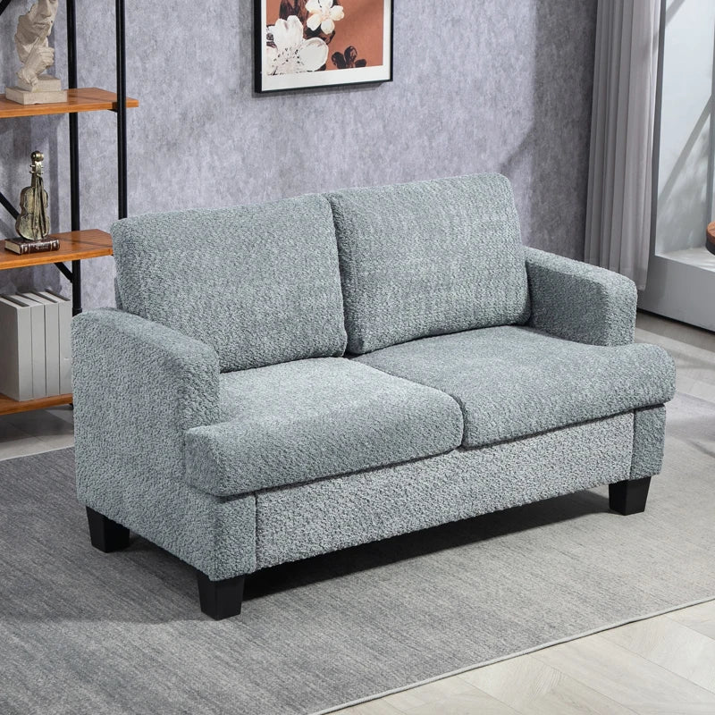 Stylish Light Grey 2 Seater Loveseat Sofa with Removable Cushions for Living Room and Home Office