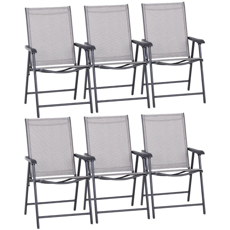 Grey Folding Outdoor Dining Chairs Set of 6