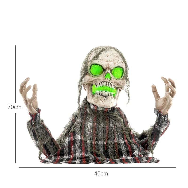 70cm Groundbreaker Skeleton Halloween Animatronic with Glowing Eyes - Spooky Outdoor Decoration for Haunted House