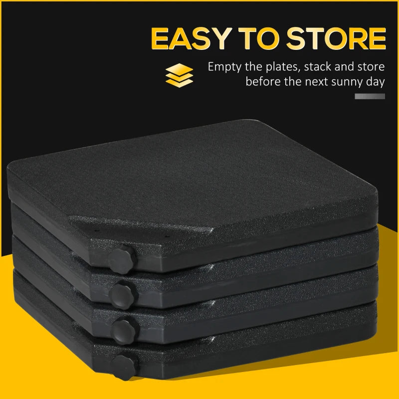 4-Piece Black Plastic Cantilever Parasol Base - Durable and Stable Outdoor Umbrella Stand