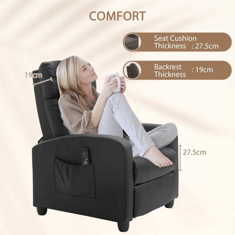 Massage Recliner Armchair in Faux Leather with Adjustable Leg Rest and Side Pocket for Living Room