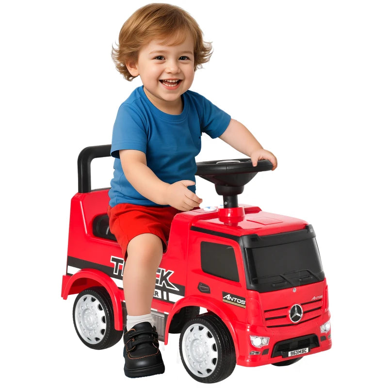 Mercedes Benz Licensed Kids Ride On Car Truck - Foot to Floor Slider with Under Seat Storage for Toddlers 12-36 Months - Red