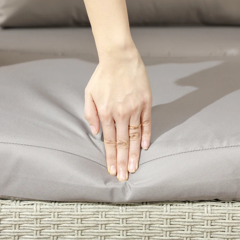 6 Piece Light Grey Rattan Garden Sofa Set