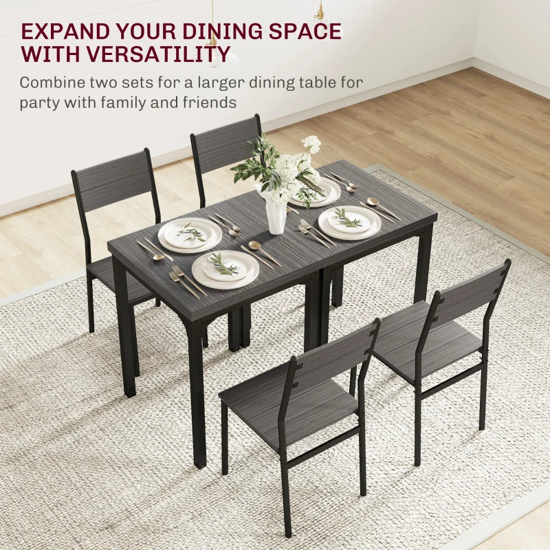 Minimalist 3-Piece Dining Set - Compact Grey Wood Grain Table and Chairs for Small Spaces