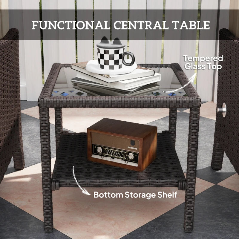 5 Piece Rattan Garden Furniture Set with Sofa Armchairs Footstools and Coffee Table