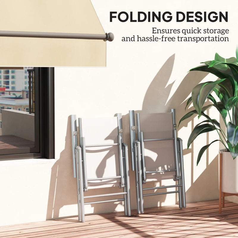 Set of Two Light Grey Aluminium Folding Chairs - Compact and Lightweight Design