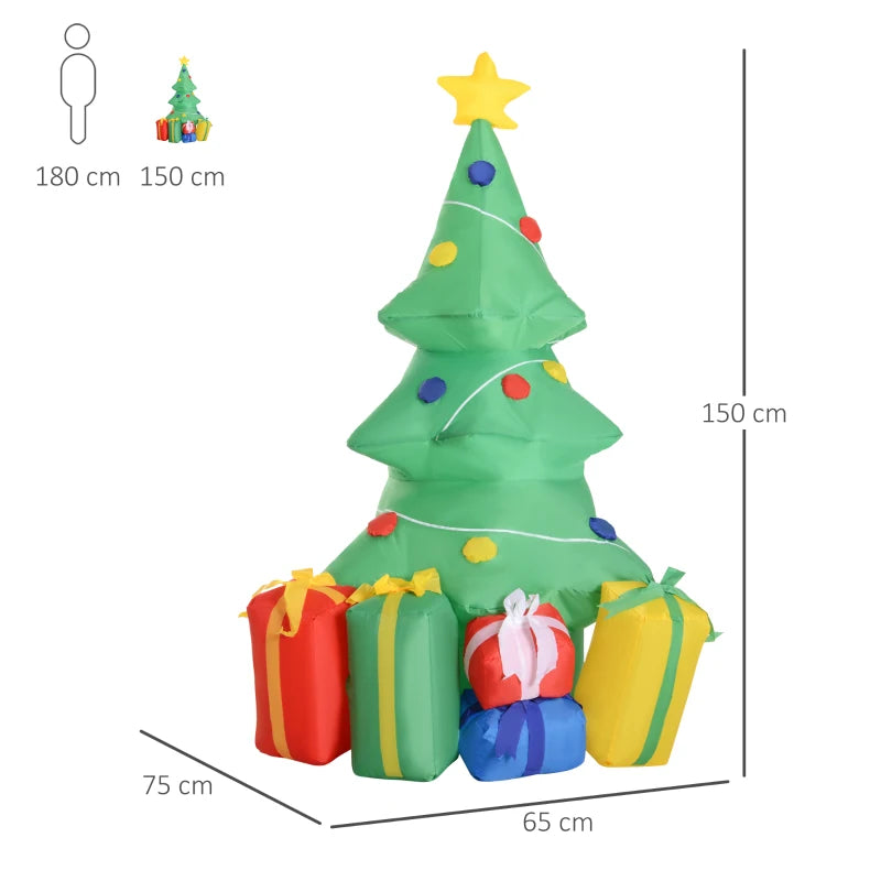 5ft Inflatable Christmas Tree - Air Blown Holiday Decoration with LED Lights for Outdoor Lawn Yard Ornaments