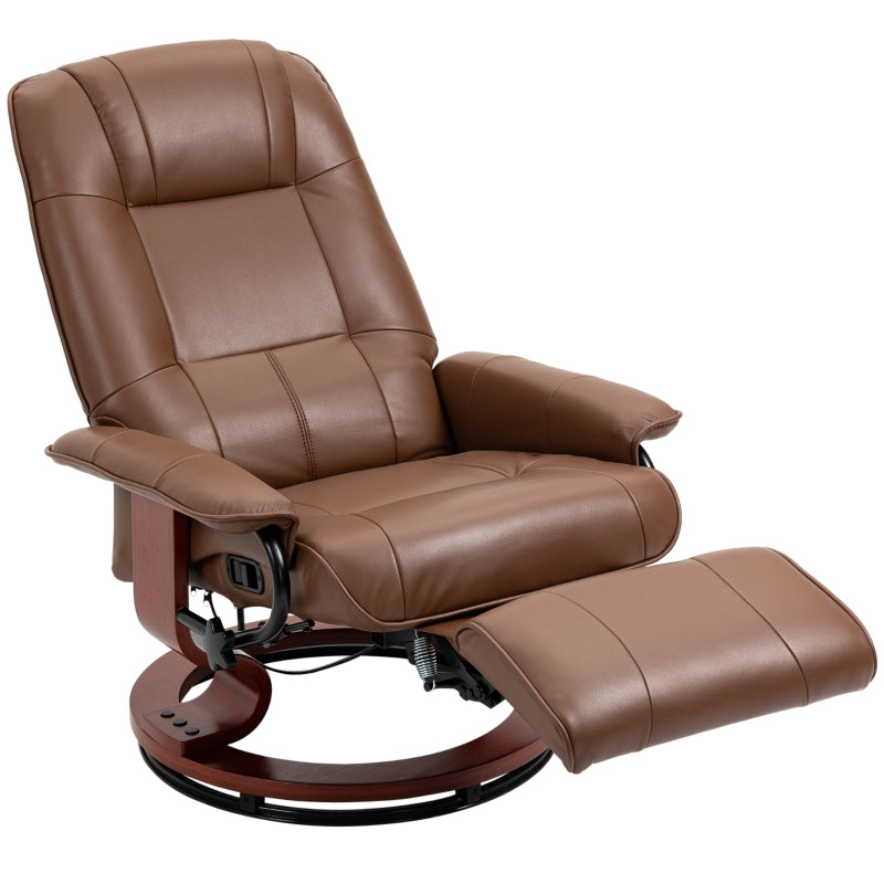 Brown Faux Leather Reclining Armchair with Footrest - 145° Adjustable Backrest for Ultimate Comfort