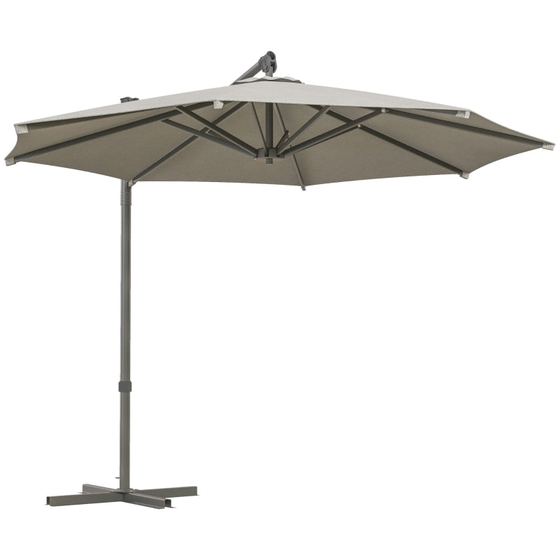 3m Overhanging Parasol with 360° Rotating Movement - Light Grey