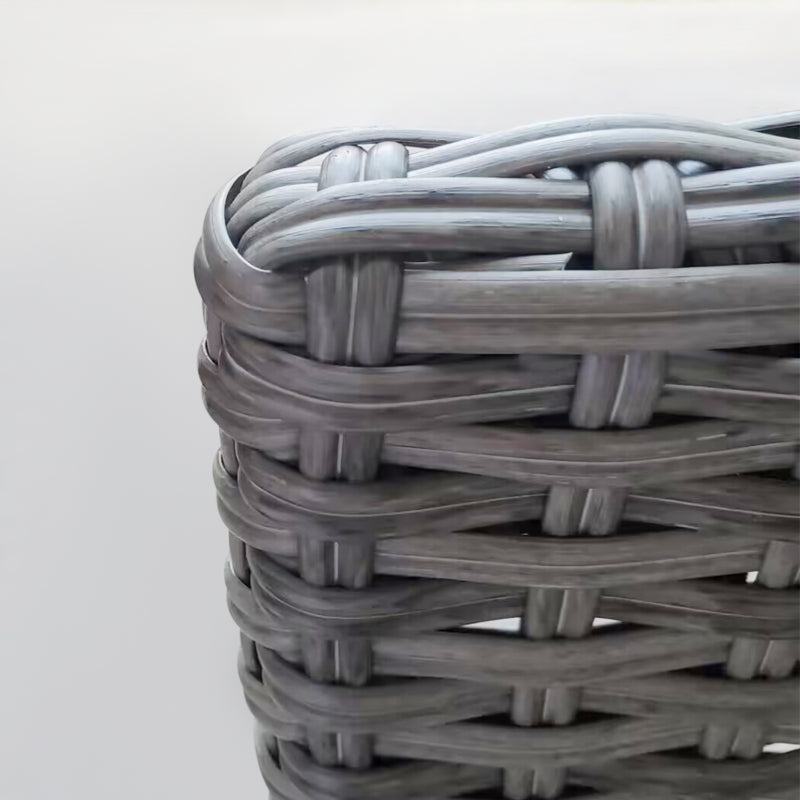 Dark Grey Rattan Sun Lounger with Adjustable Backrest & Washable Cushion for Patio & Garden