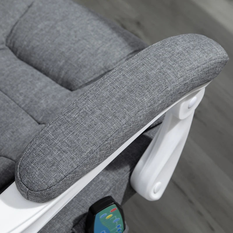 Vinsetto Heated Vibration Massage Executive Office Chair - Adjustable Ergonomic High Back Recliner with Footrest - Grey