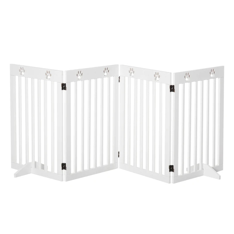 Foldable Wooden Pet Gate - Freestanding Dog Safety Barrier with Support Feet for Home Use