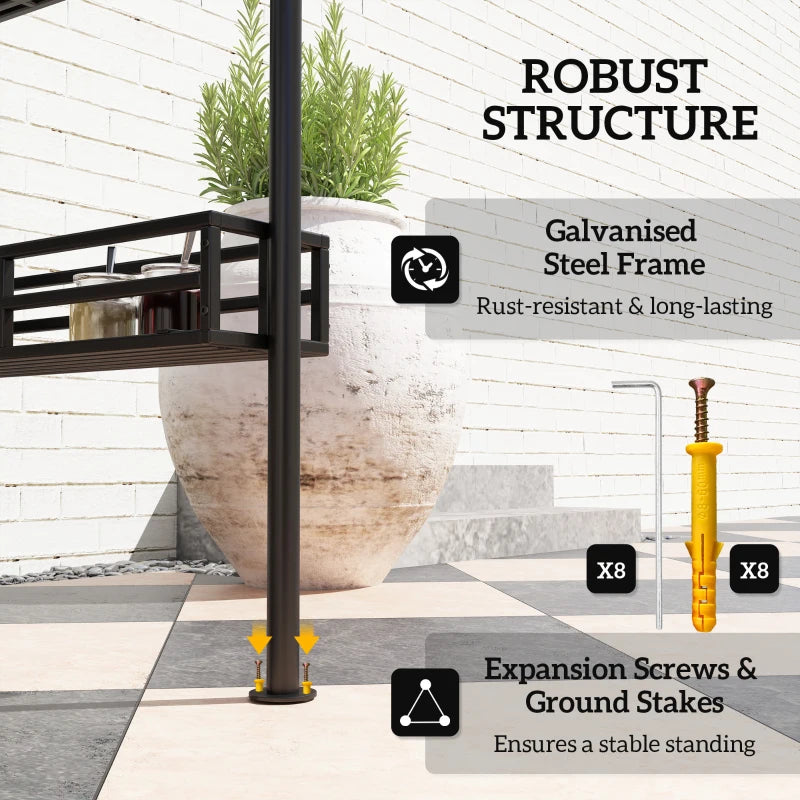 150cm x 240cm Grey BBQ Grill Gazebo with Shelves - Outdoor Cooking Canopy