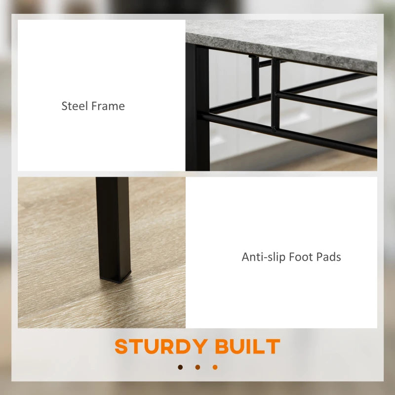 Elegant Five-Piece Grey and Black Marble Effect Dining Table Set for Modern Home Decor