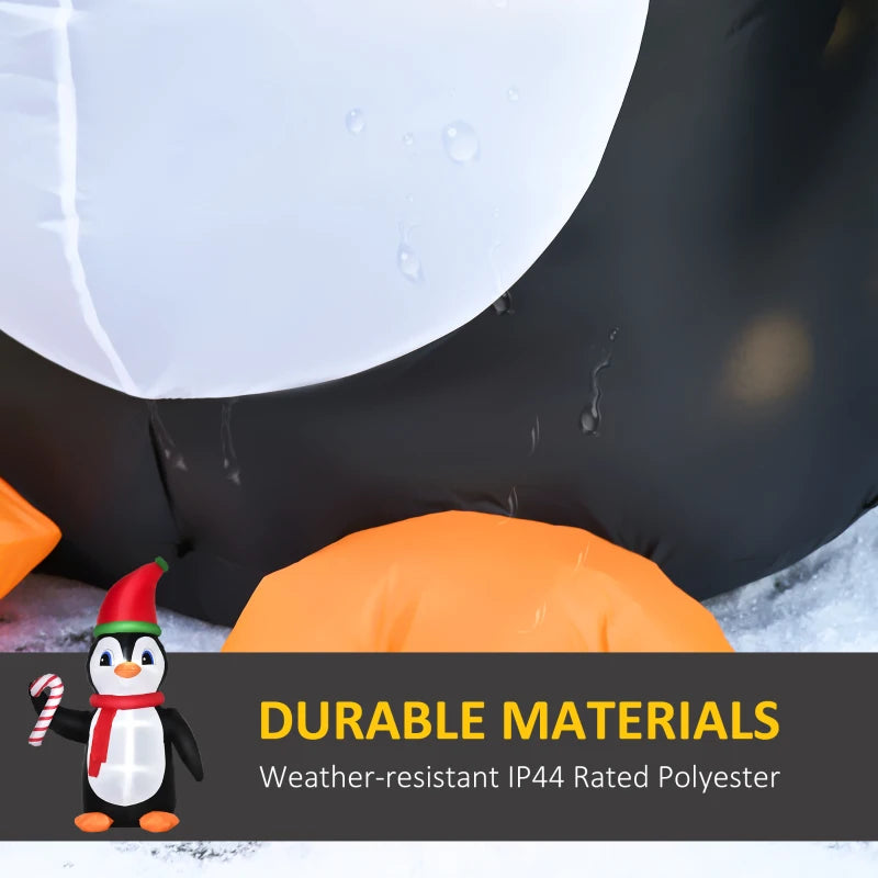 8ft Inflatable Christmas Penguin with Candy Cane - LED Outdoor Holiday Decoration for Festive Cheer