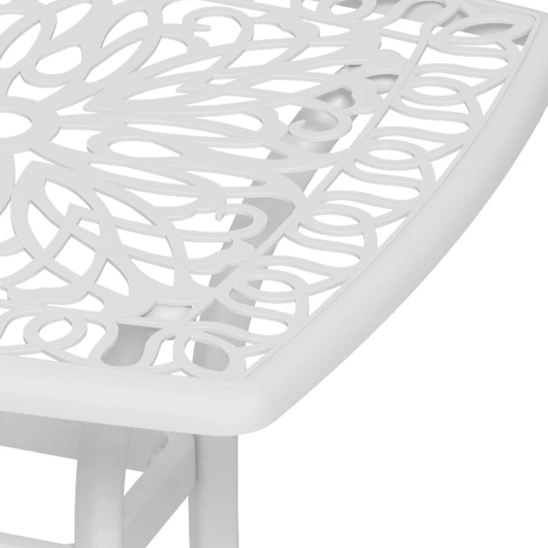 Square White Cast Aluminium Bistro Table with Umbrella Hole - Outdoor Garden Side Table for Balcony (Size: 60cm)